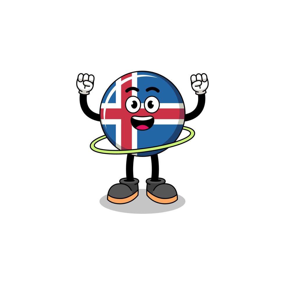 ilustración de personaje de la bandera de islandia jugando hula hoop vector