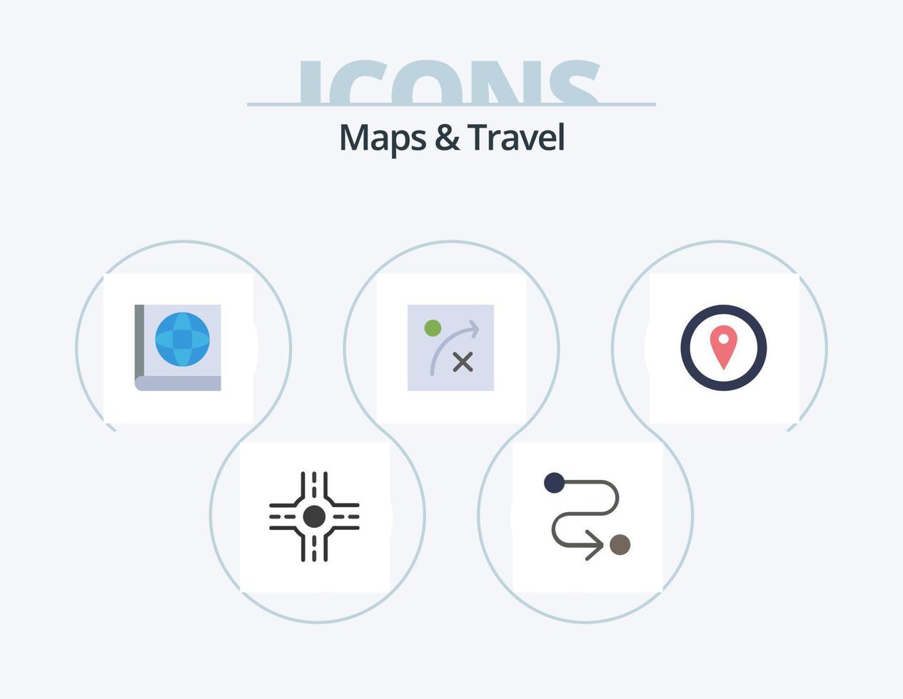 mapas y viajes flat icon pack 5 diseño de iconos. . GPS. vector