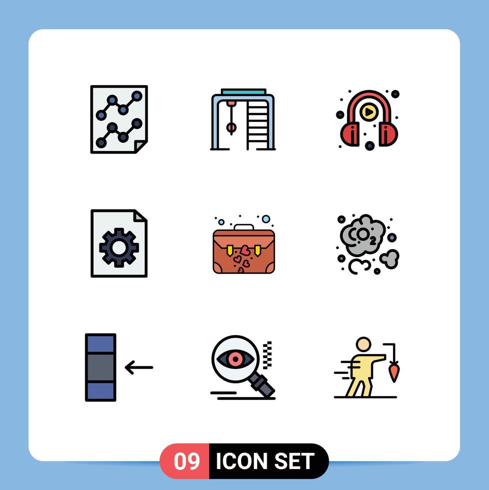9 Creative Icons Modern Signs and Symbols of brief file game document play Editable Vector Design Elements