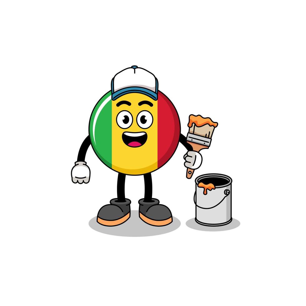 Character mascot of mali flag as a painter vector