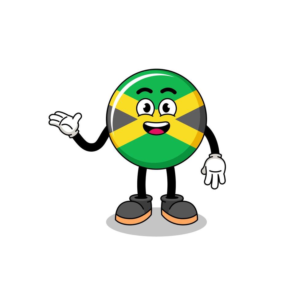 dibujos animados de la bandera de jamaica con pose de bienvenida vector