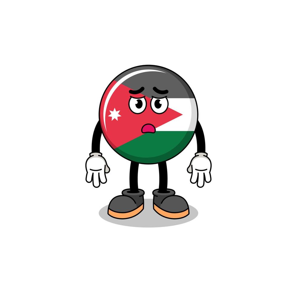 jordan flag cartoon illustration with sad face vector