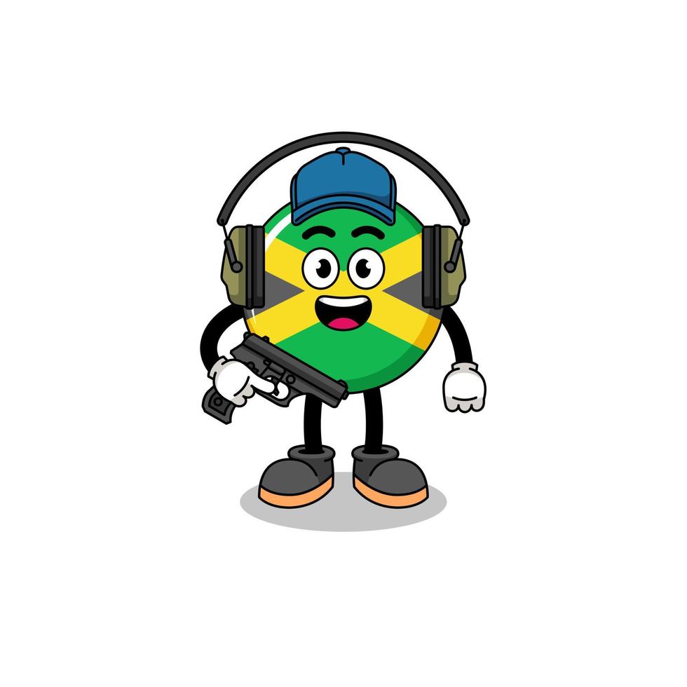 Character mascot of jamaica flag doing shooting range vector