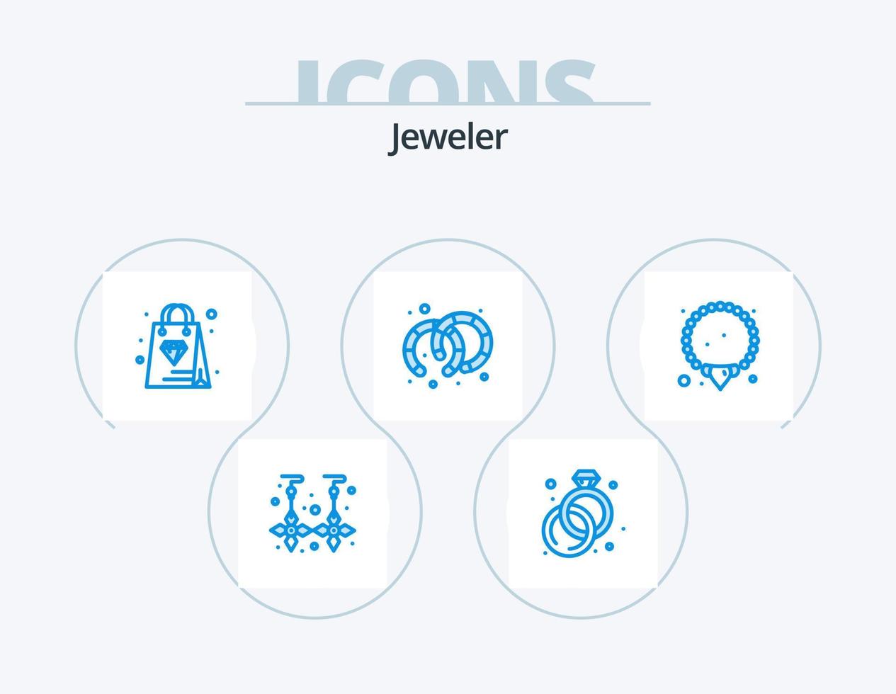 Paquete de iconos azules de joyería 5 diseño de iconos. . mala bolsa. joyas. joyas vector