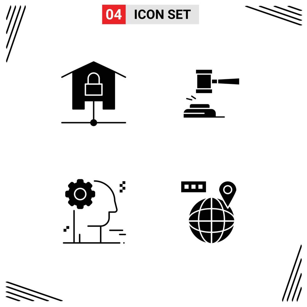 Pictogram Set of Simple Solid Glyphs of devices hammer locked auction law Editable Vector Design Elements