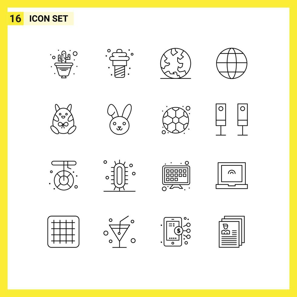 Outline Pack of 16 Universal Symbols of baby chicken earth internet world Editable Vector Design Elements