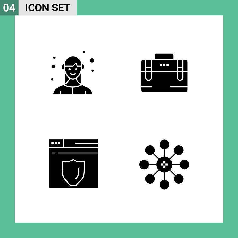 Stock Vector Icon Pack of 4 Line Signs and Symbols for employee security business working biochemistry Editable Vector Design Elements