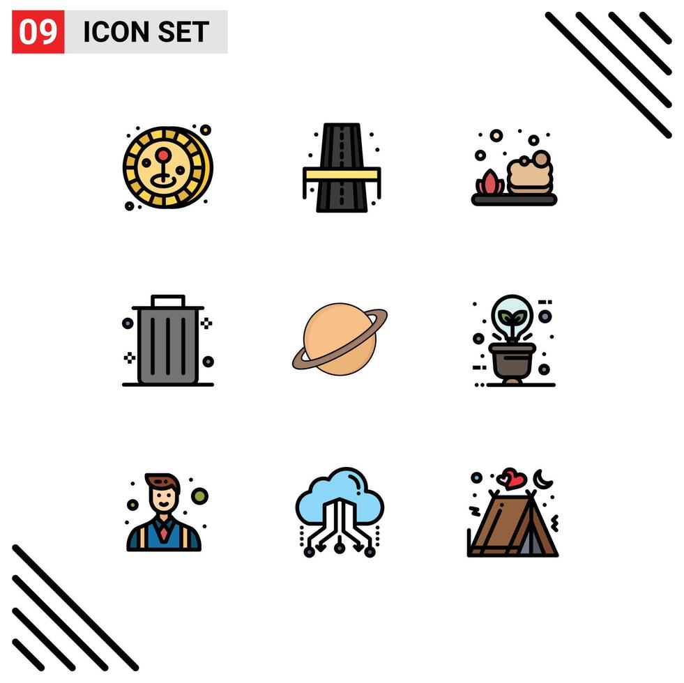 9 Filledline Flat Color concept for Websites Mobile and Apps mars moon cleaning space office Editable Vector Design Elements