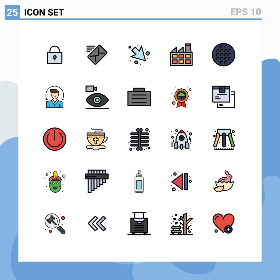 Modern Set of 25 Filled line Flat Colors and symbols such as viennese cookie down belgian industry Editable Vector Design Elements