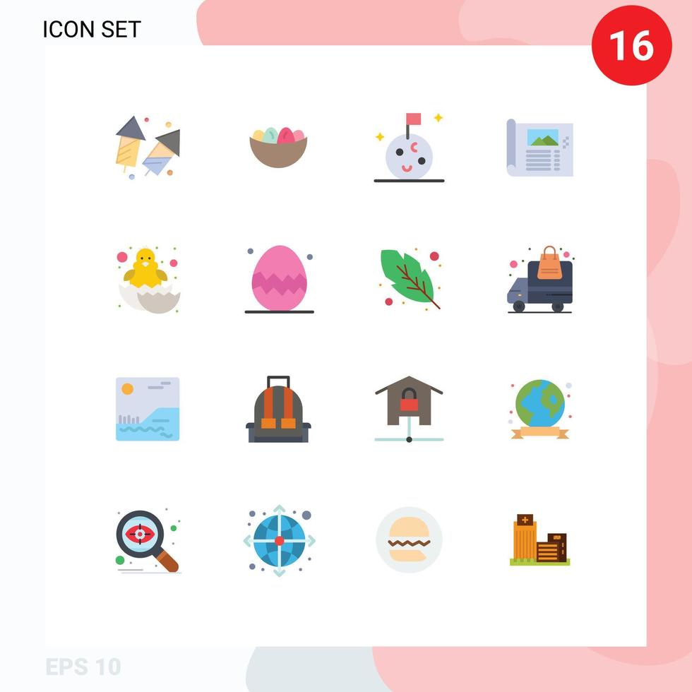 16 Creative Icons Modern Signs and Symbols of sketch paper easter design moon Editable Pack of Creative Vector Design Elements