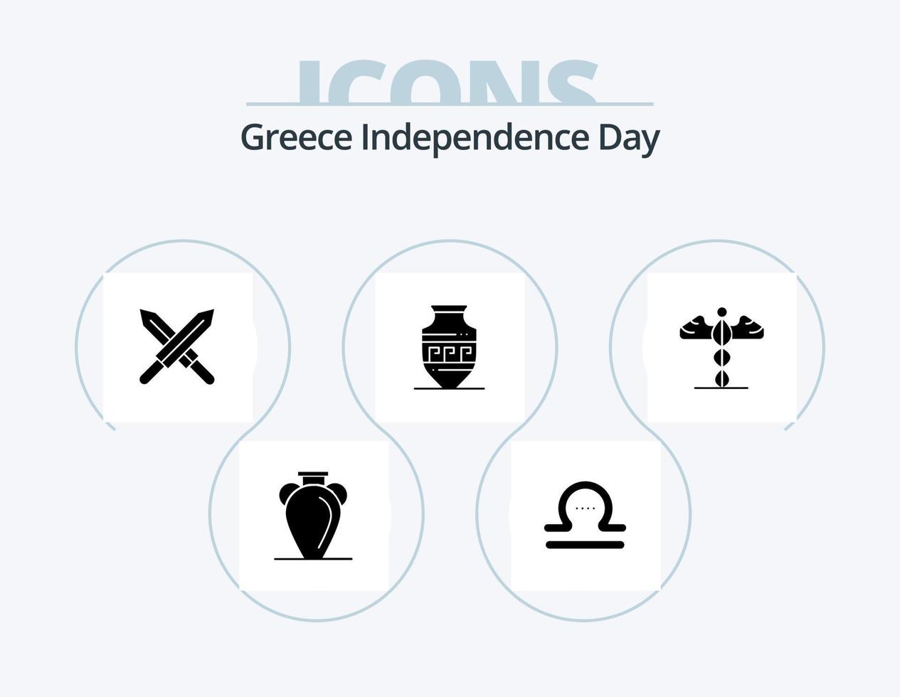 Greece Independence Day Glyph Icon Pack 5 Icon Design. medical. jar. greece. greece. amphora vector