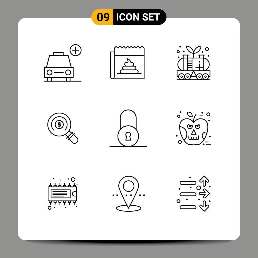 Pack of 9 creative Outlines of shopping market news ecommerce power Editable Vector Design Elements