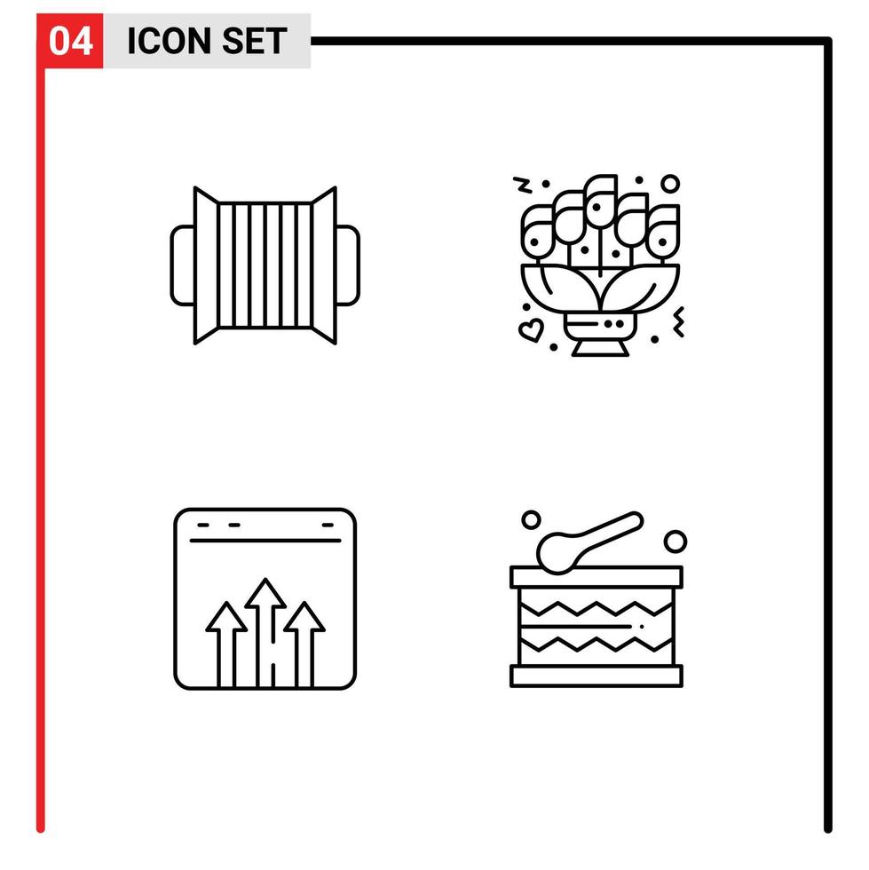 4 User Interface Line Pack of modern Signs and Symbols of accordion business music love graph Editable Vector Design Elements