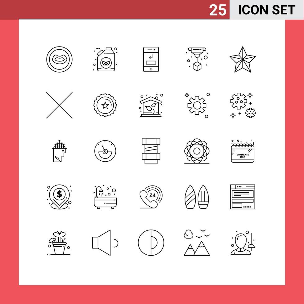 grupo universal de símbolos de icono de 25 líneas modernas de tecnología de llamadas navideñas de vacaciones imprimir elementos de diseño vectorial editables vector