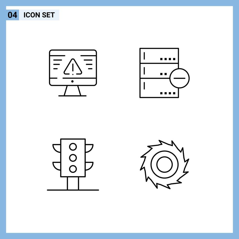 Set of 4 Commercial Filledline Flat Colors pack for breach lights gdpr data transport Editable Vector Design Elements