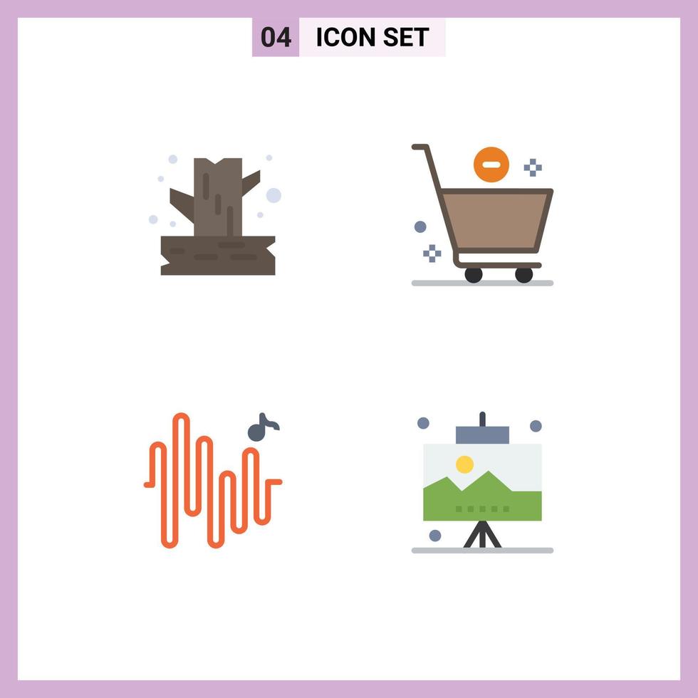 Stock Vector Icon Pack of 4 Line Signs and Symbols for branch sine wood e development Editable Vector Design Elements