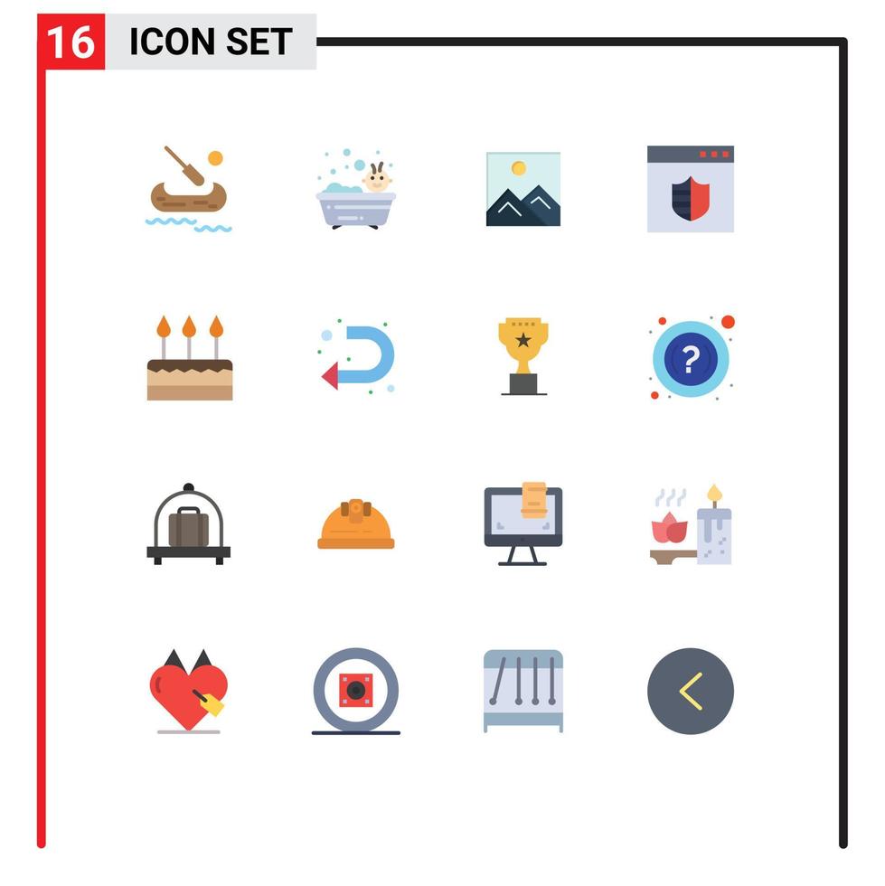 Set of 16 Vector Flat Colors on Grid for event cake picture webpage secure Editable Pack of Creative Vector Design Elements