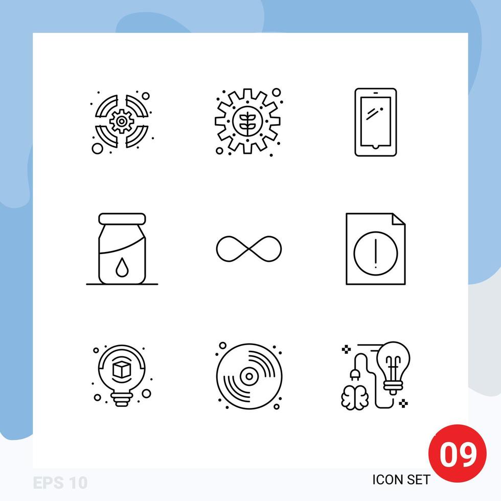 Group of 9 Outlines Signs and Symbols for blockchain drug phone drop iphone Editable Vector Design Elements