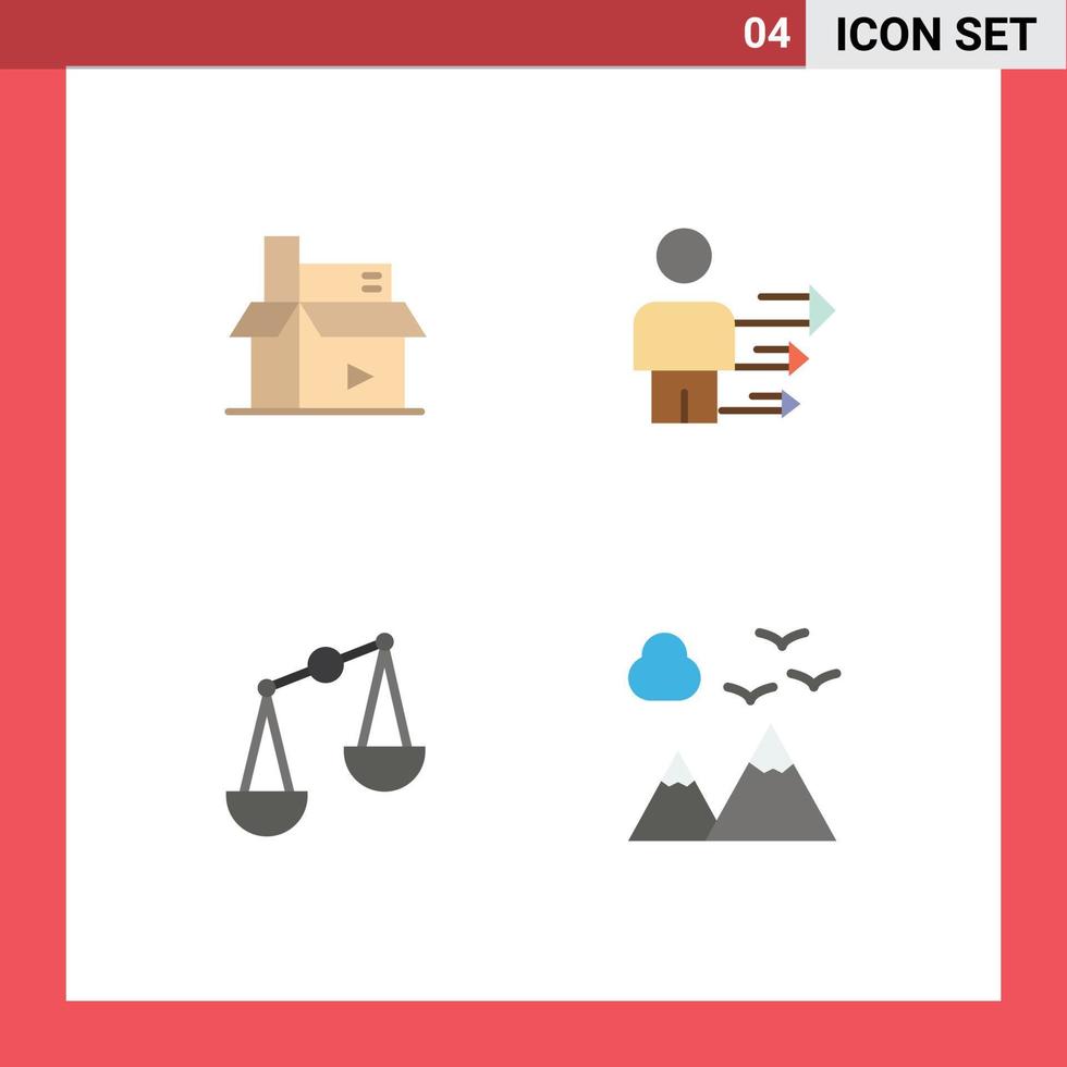 4 Creative Icons Modern Signs and Symbols of content balance media business scales Editable Vector Design Elements