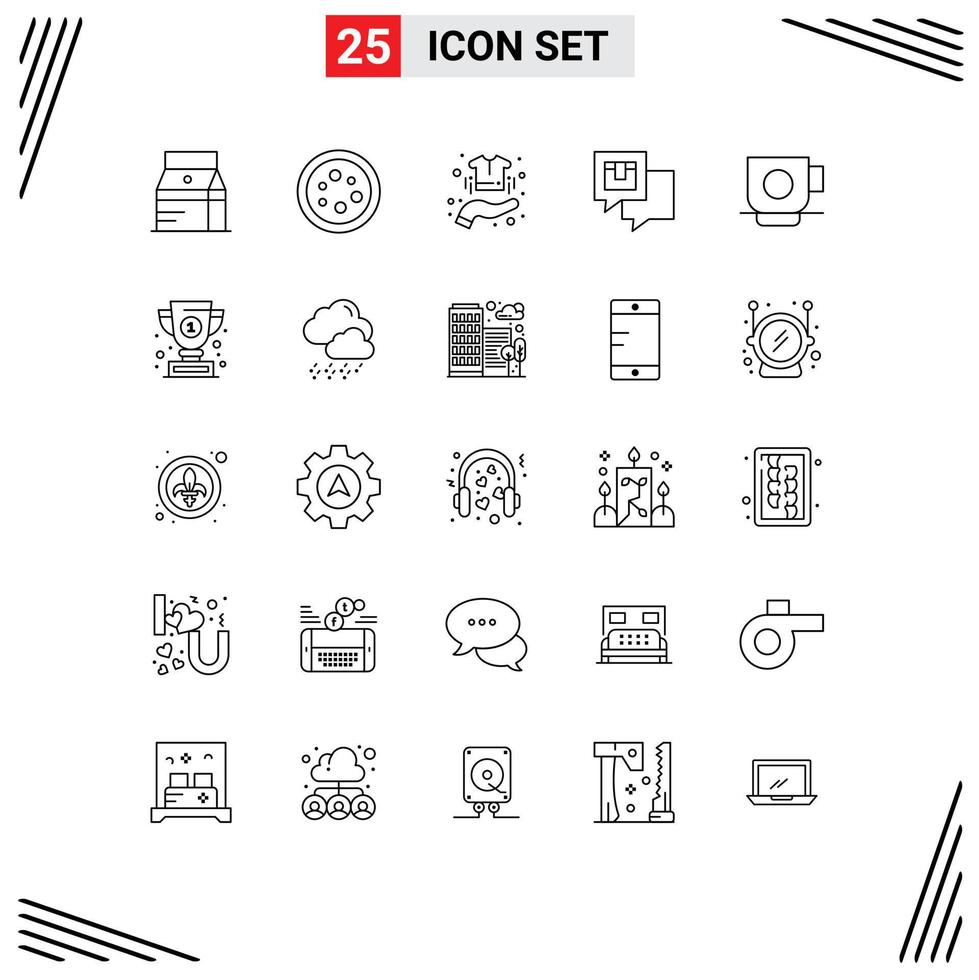 25 Universal Lines Set for Web and Mobile Applications feedback chatting lab shirt sale Editable Vector Design Elements