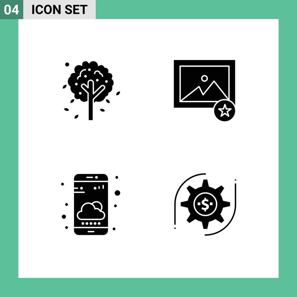 4 paquete de glifos sólidos de interfaz de usuario de signos y símbolos modernos de la aplicación de clima otoñal configuración de teléfono favorita elementos de diseño vectorial editables vector