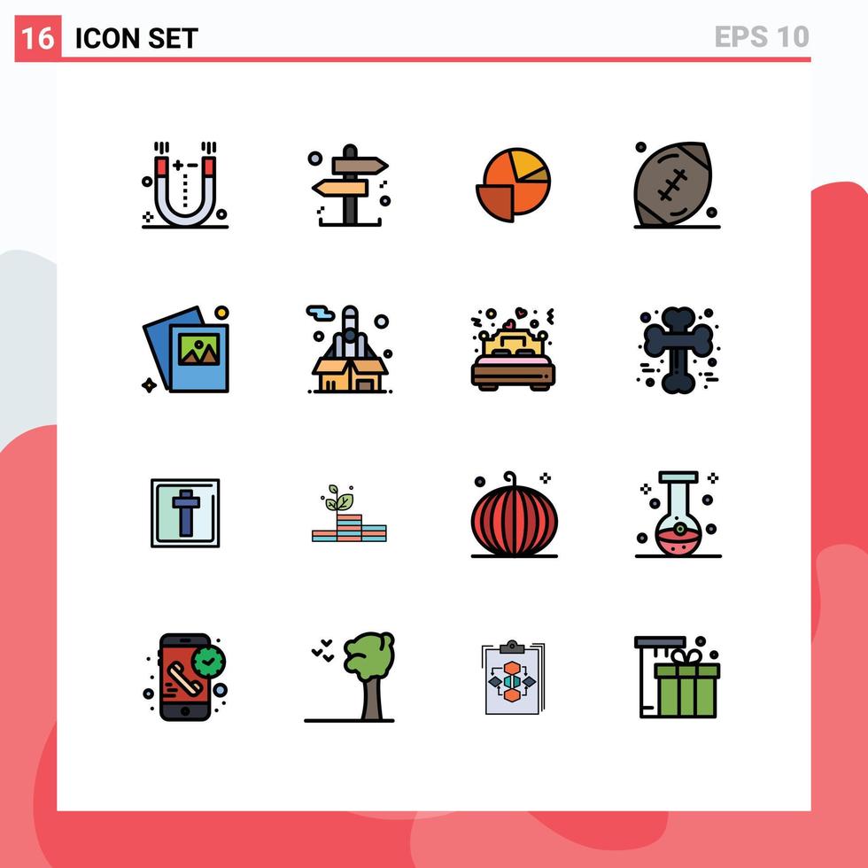 Set of 16 Modern UI Icons Symbols Signs for image rugby chart game ball Editable Creative Vector Design Elements