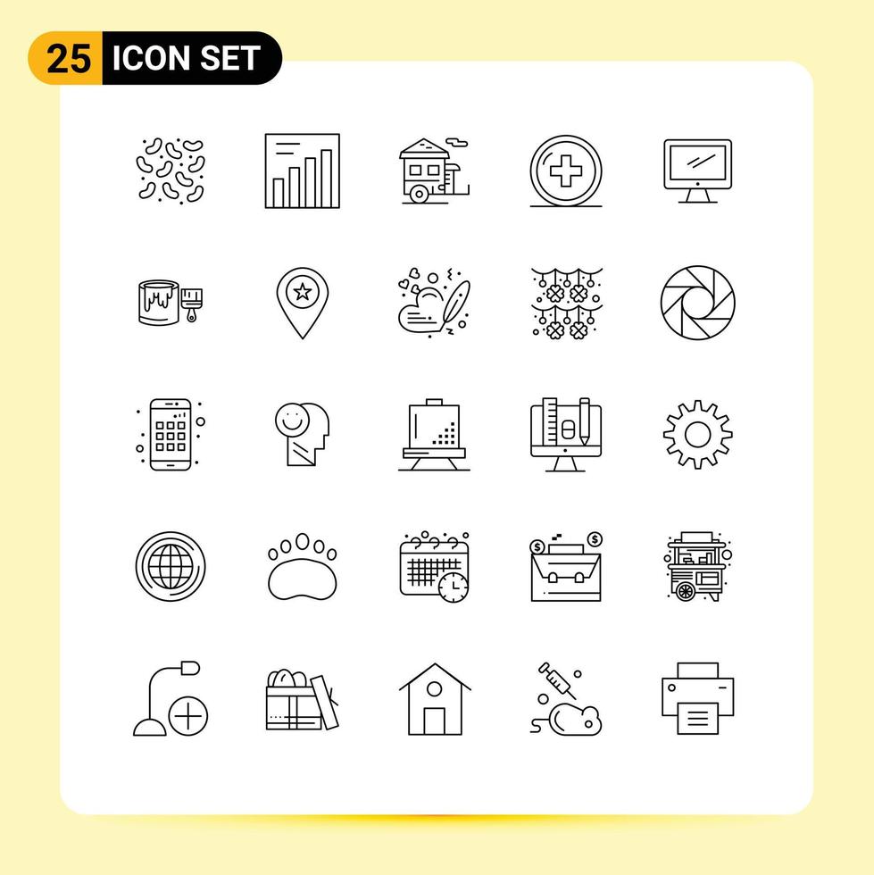 Modern Set of 25 Lines Pictograph of device computer trailer treatment medical Editable Vector Design Elements