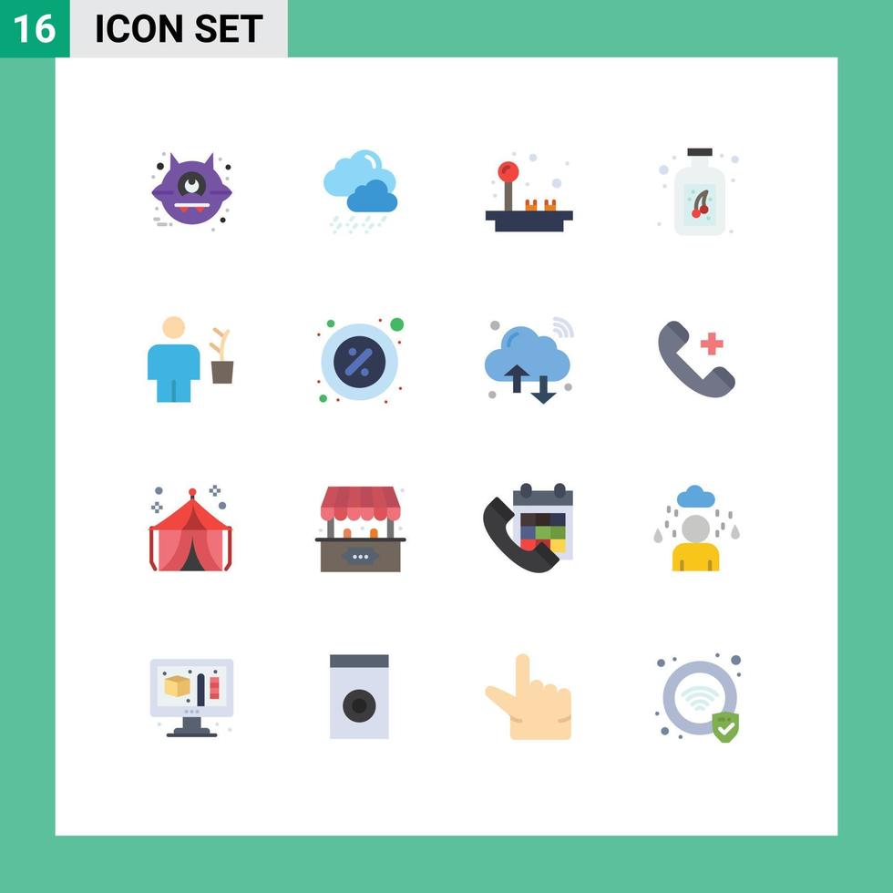 User Interface Pack of 16 Basic Flat Colors of pot human game body bottle Editable Pack of Creative Vector Design Elements