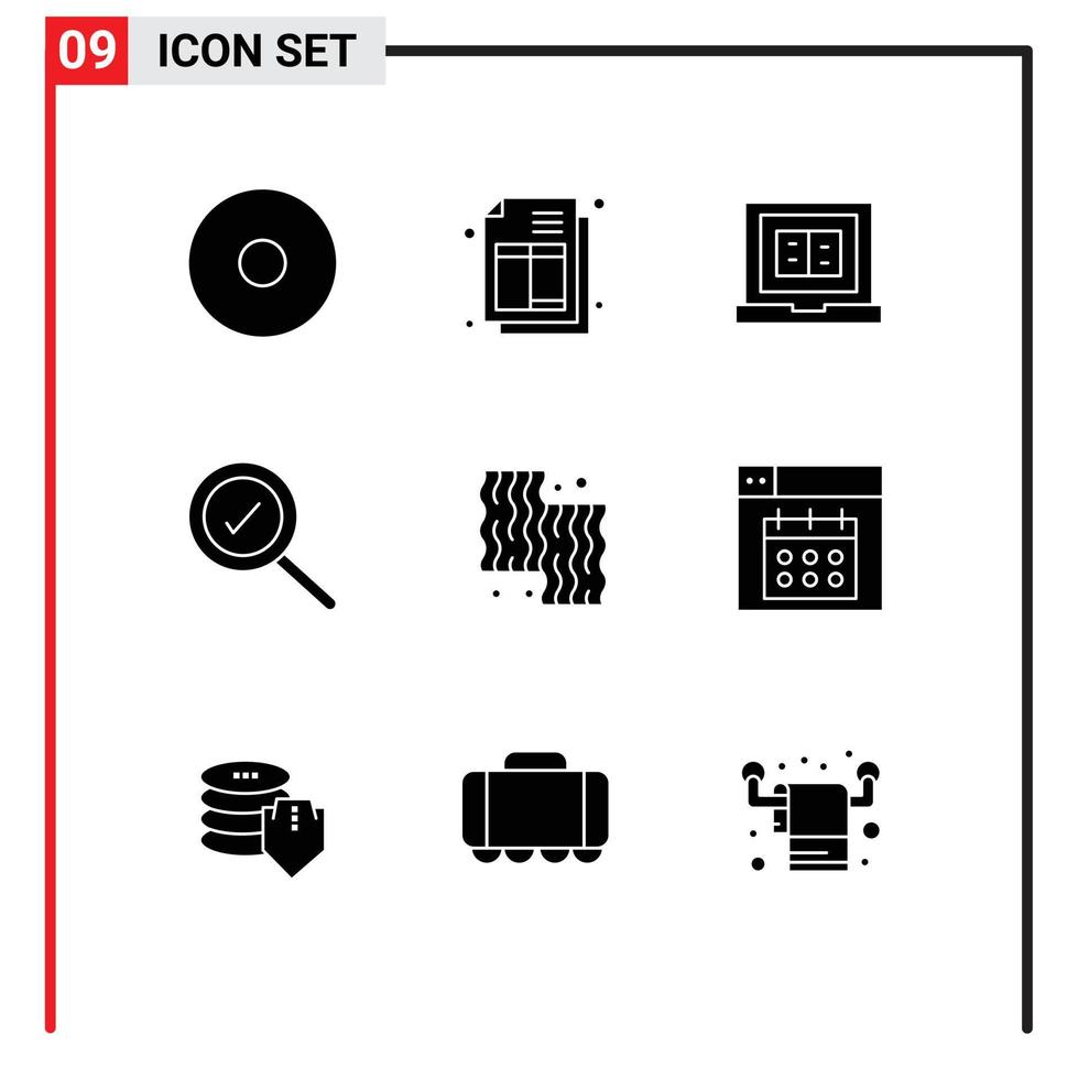 Group of 9 Modern Solid Glyphs Set for web farm online cooking animal Editable Vector Design Elements