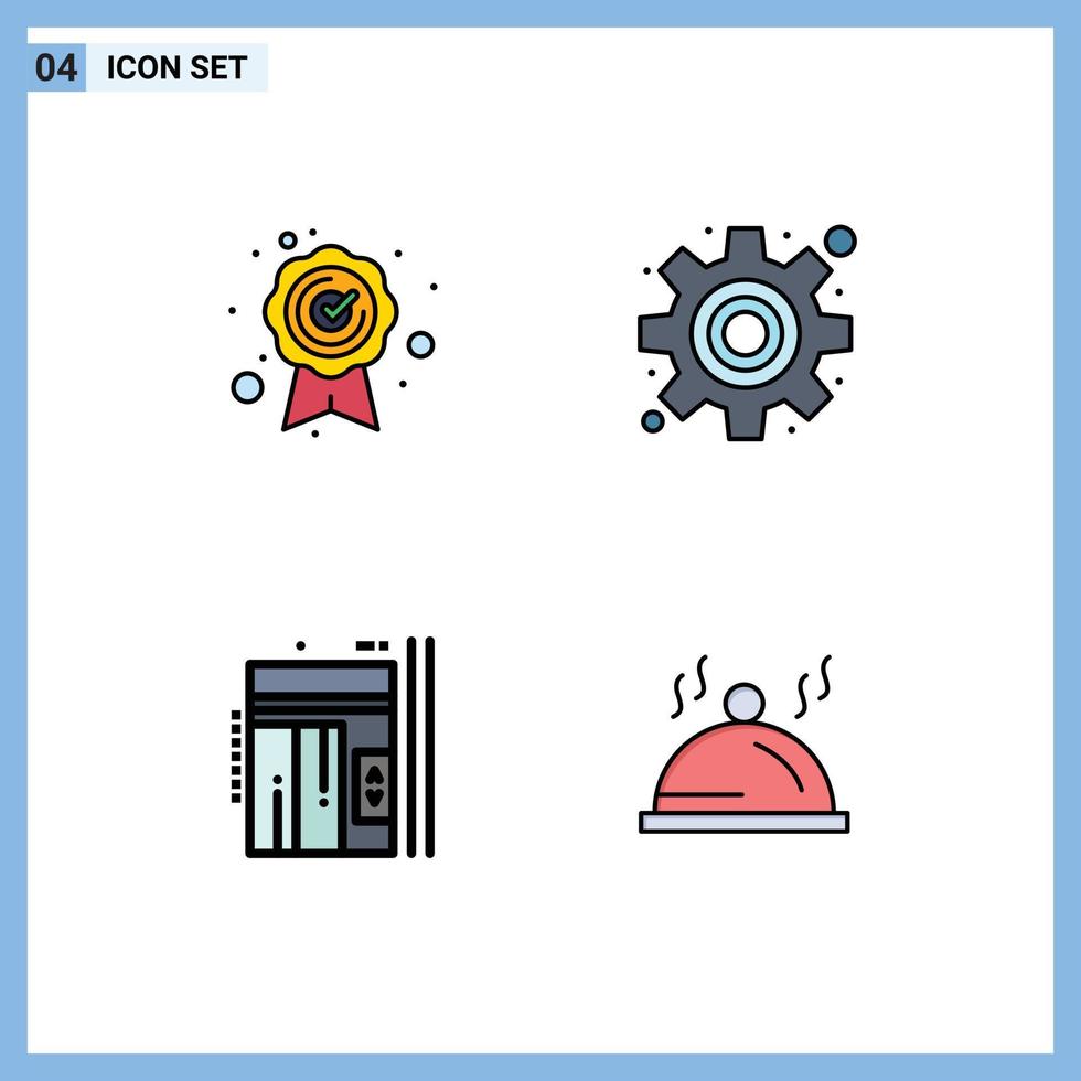 Modern Set of 4 Filledline Flat Colors and symbols such as best quality up cog elevator hotel Editable Vector Design Elements