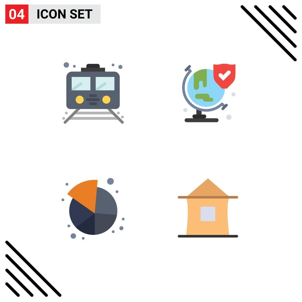 Stock Vector Icon Pack of 4 Line Signs and Symbols for metro chart transport insurance pie Editable Vector Design Elements