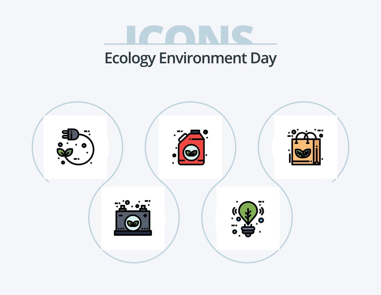 Ecology Line Filled Icon Pack 5 Icon Design. ecology. charger. green. auto. leaf vector