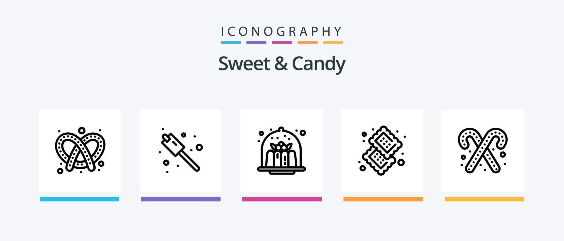 Sweet And Candy Line 5 Icon Pack Including dessert. marshmallow. food. candy. sweets. Creative Icons Design vector