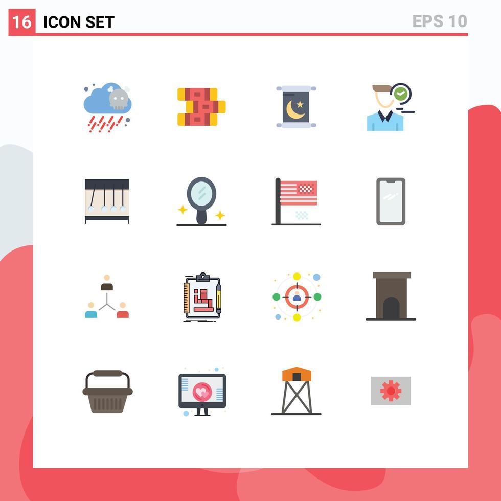 Set of 16 Vector Flat Colors on Grid for medicine motion holy perpecul user Editable Pack of Creative Vector Design Elements