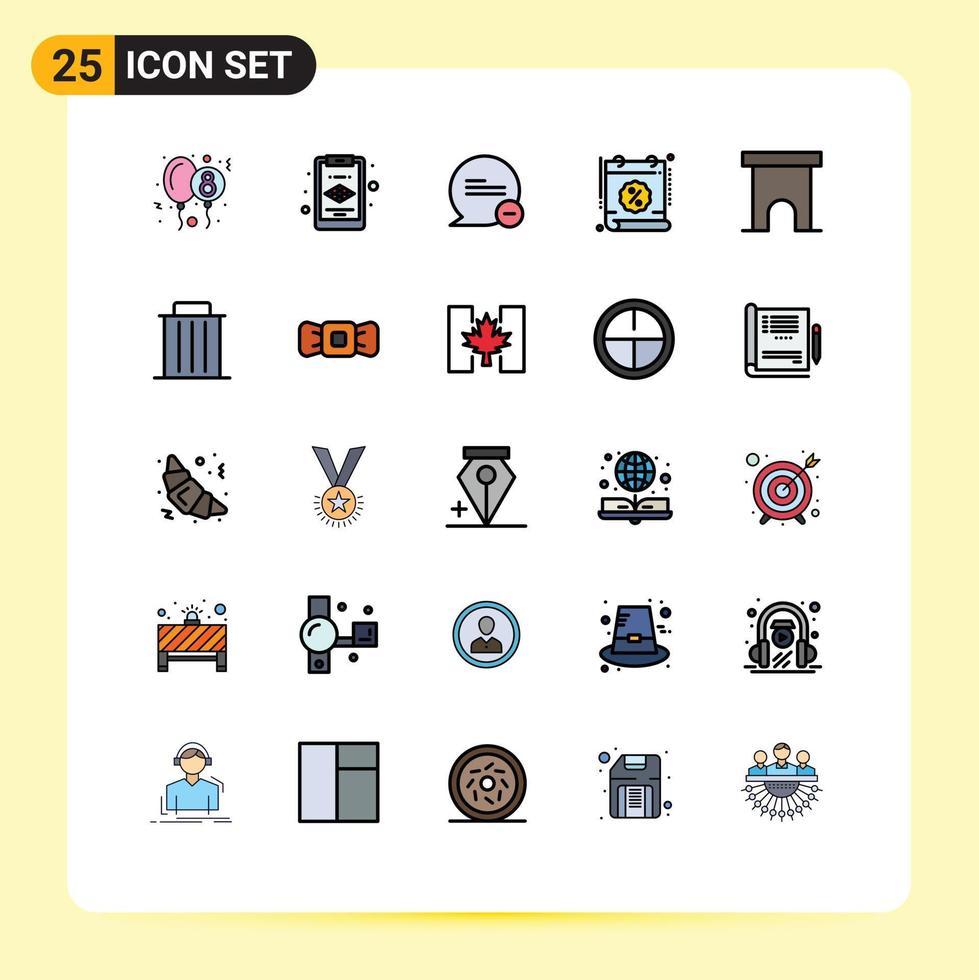 Set of 25 Modern UI Icons Symbols Signs for marketplace building less sale percent Editable Vector Design Elements