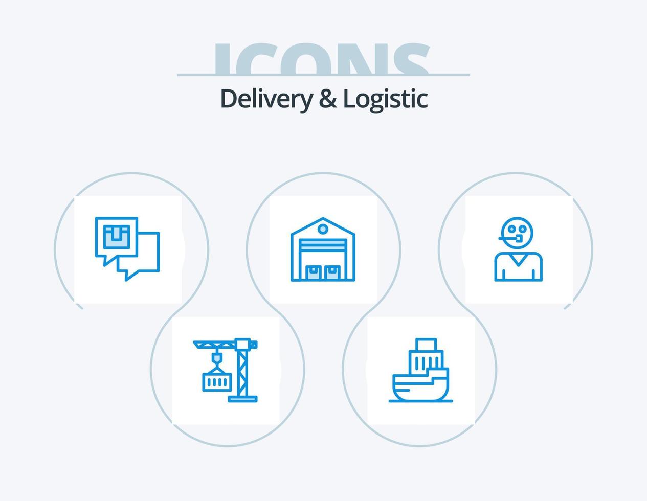 Delivery And Logistic Blue Icon Pack 5 Icon Design. shipping. delivery. shipping. shipping. feedback vector