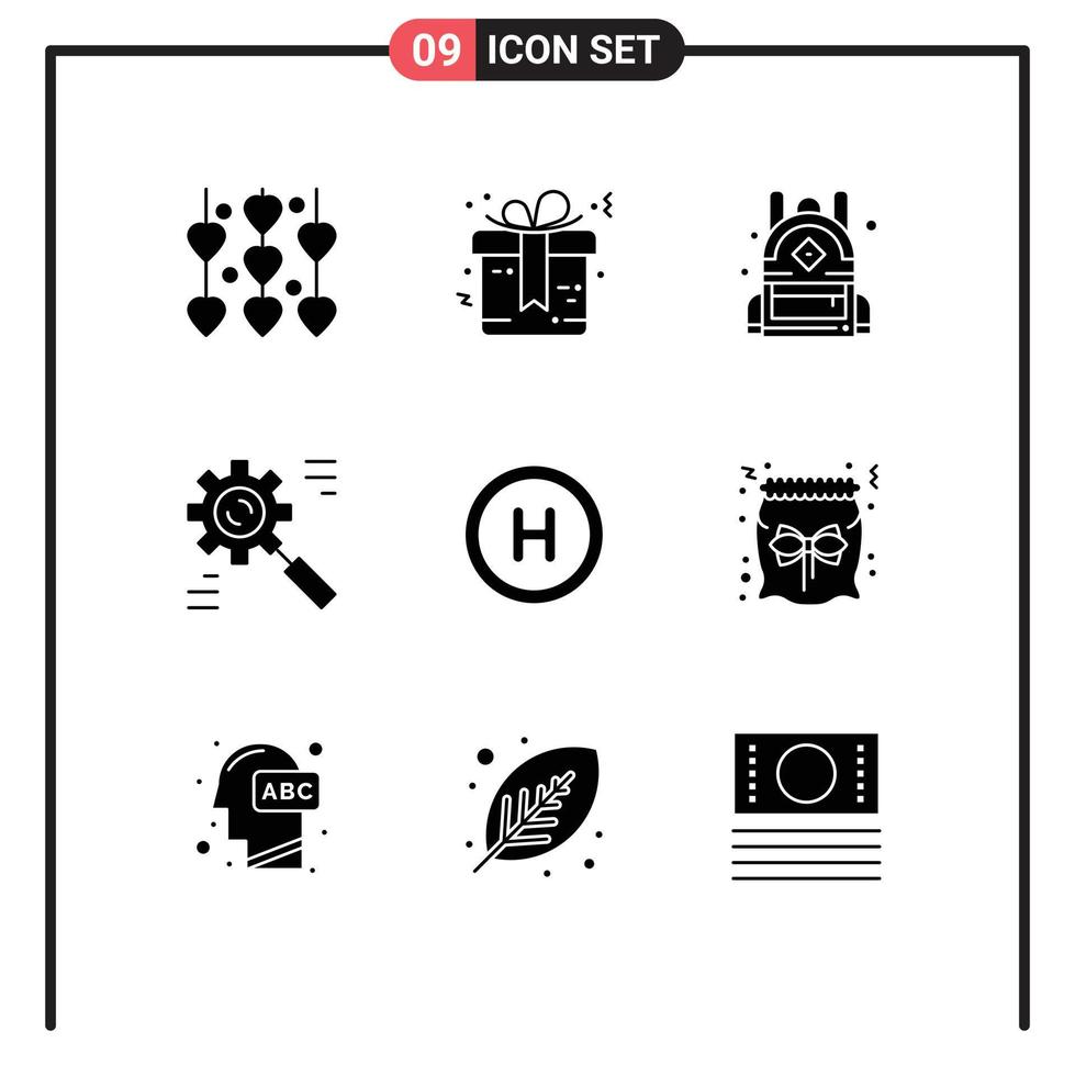 User Interface Pack of 9 Basic Solid Glyphs of hospital process bag effective corporate Editable Vector Design Elements