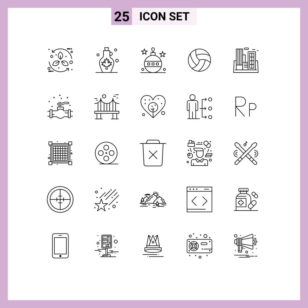 paquete de iconos vectoriales de stock de 25 signos y símbolos de línea para balones de voleibol, pote de agua, vacaciones, globo, elementos de diseño vectorial editables vector