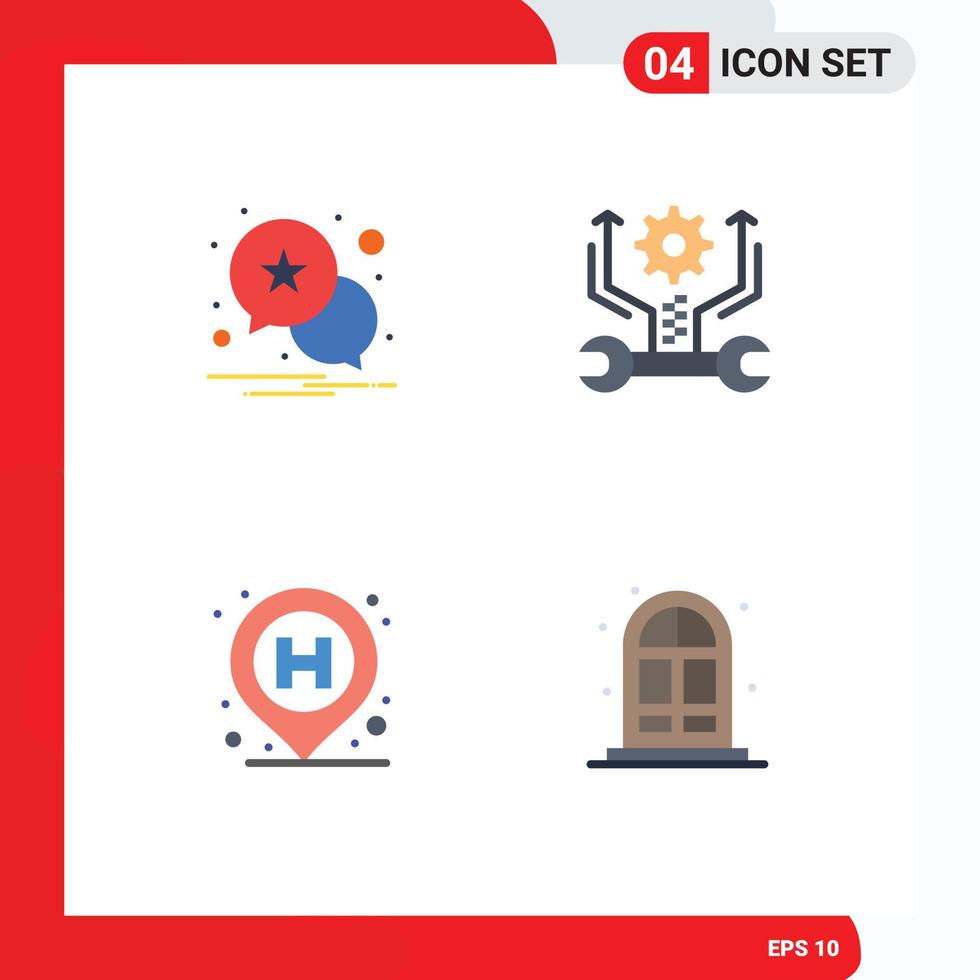 Flat Icon Pack of 4 Universal Symbols of notification pin control tools home Editable Vector Design Elements