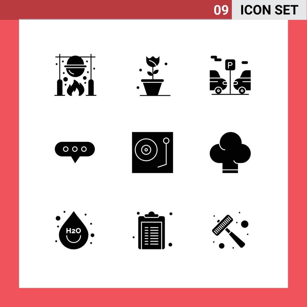 9 Universal Solid Glyphs Set for Web and Mobile Applications music devices spring comment bubble Editable Vector Design Elements