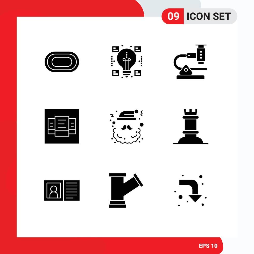 9 User Interface Solid Glyph Pack of modern Signs and Symbols of claus table chemistry price research Editable Vector Design Elements