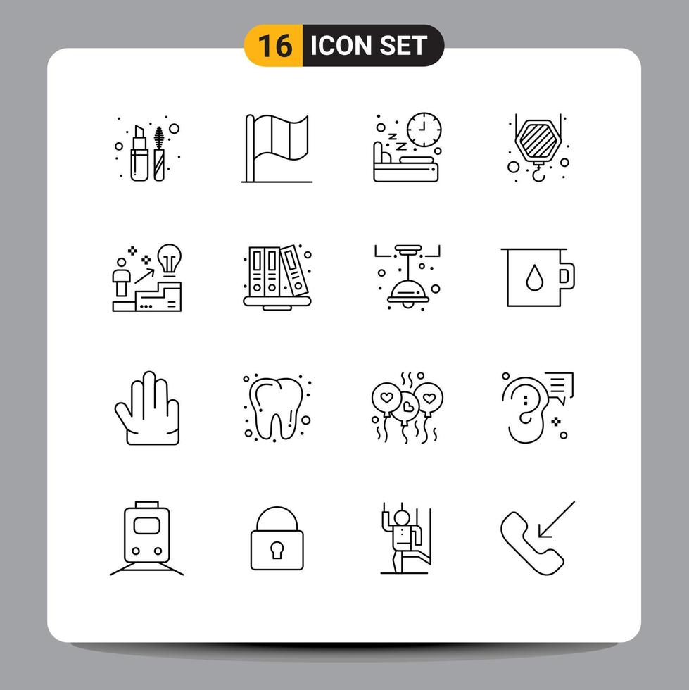 16 User Interface Outline Pack of modern Signs and Symbols of user ladder diet hook construction Editable Vector Design Elements