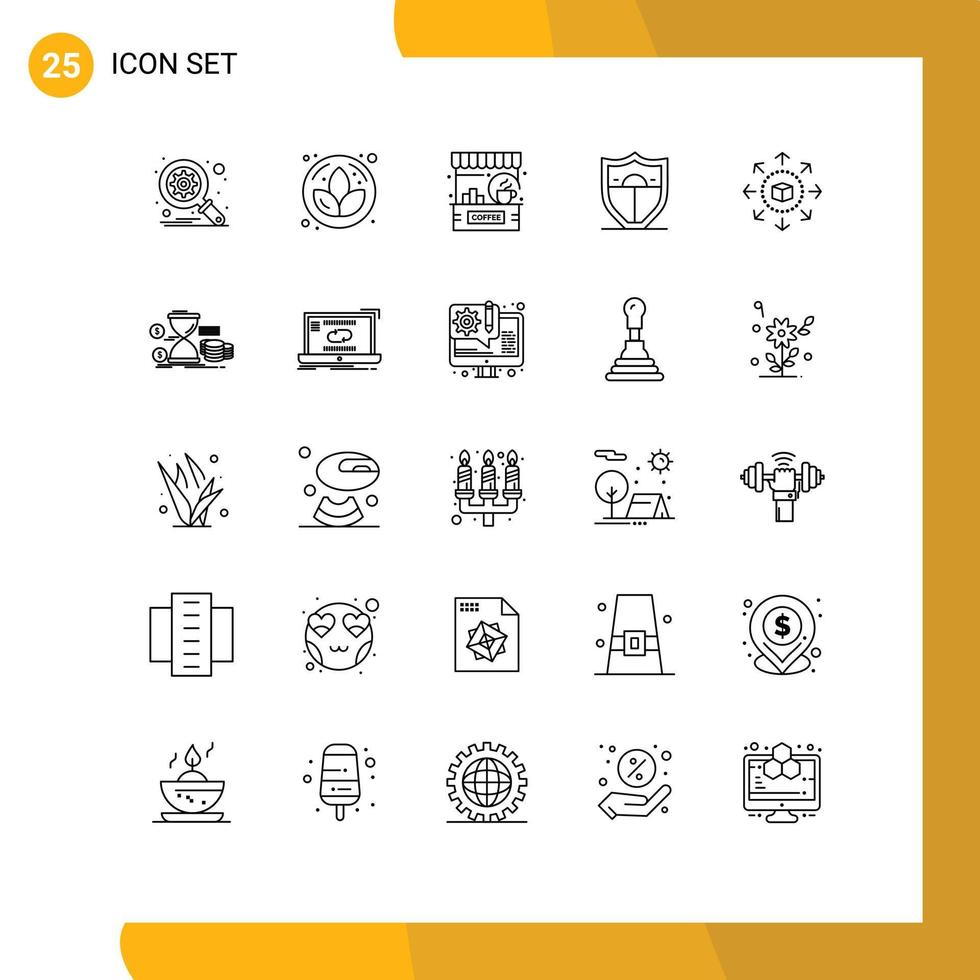 Universal Icon Symbols Group of 25 Modern Lines of shopping store eshop coffee ecommerce security Editable Vector Design Elements