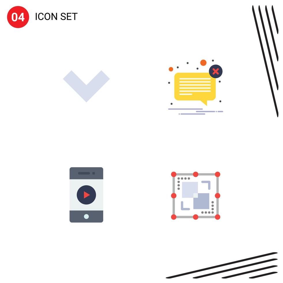 paquete de línea de vector editable de 4 iconos planos simples de altavoz de mensaje de alerta de música de flecha elementos de diseño de vector editable