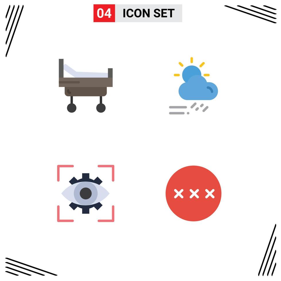 User Interface Pack of 4 Basic Flat Icons of bed focus cloud season view Editable Vector Design Elements