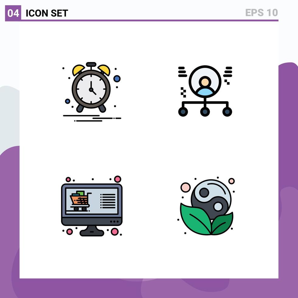 4 Filledline Flat Color concept for Websites Mobile and Apps alarm online abilities man display Editable Vector Design Elements