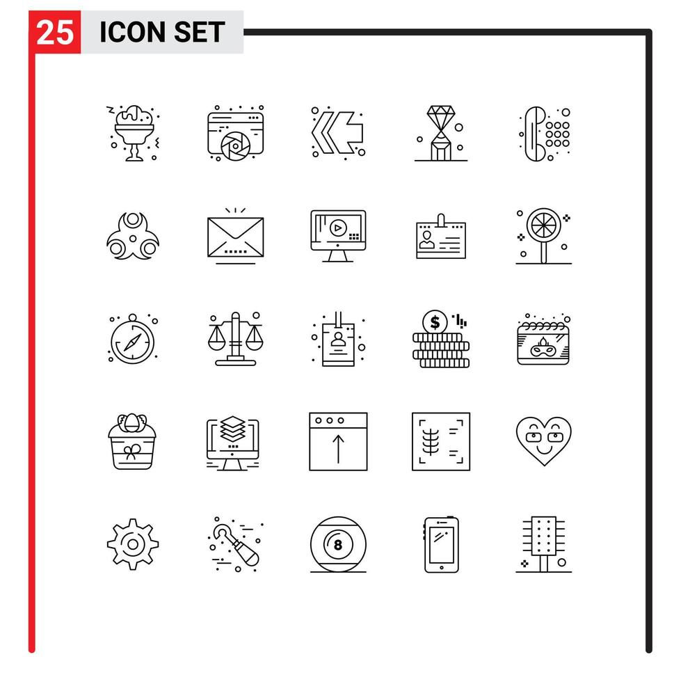 Set of 25 Modern UI Icons Symbols Signs for phone value arrows pen diamond Editable Vector Design Elements