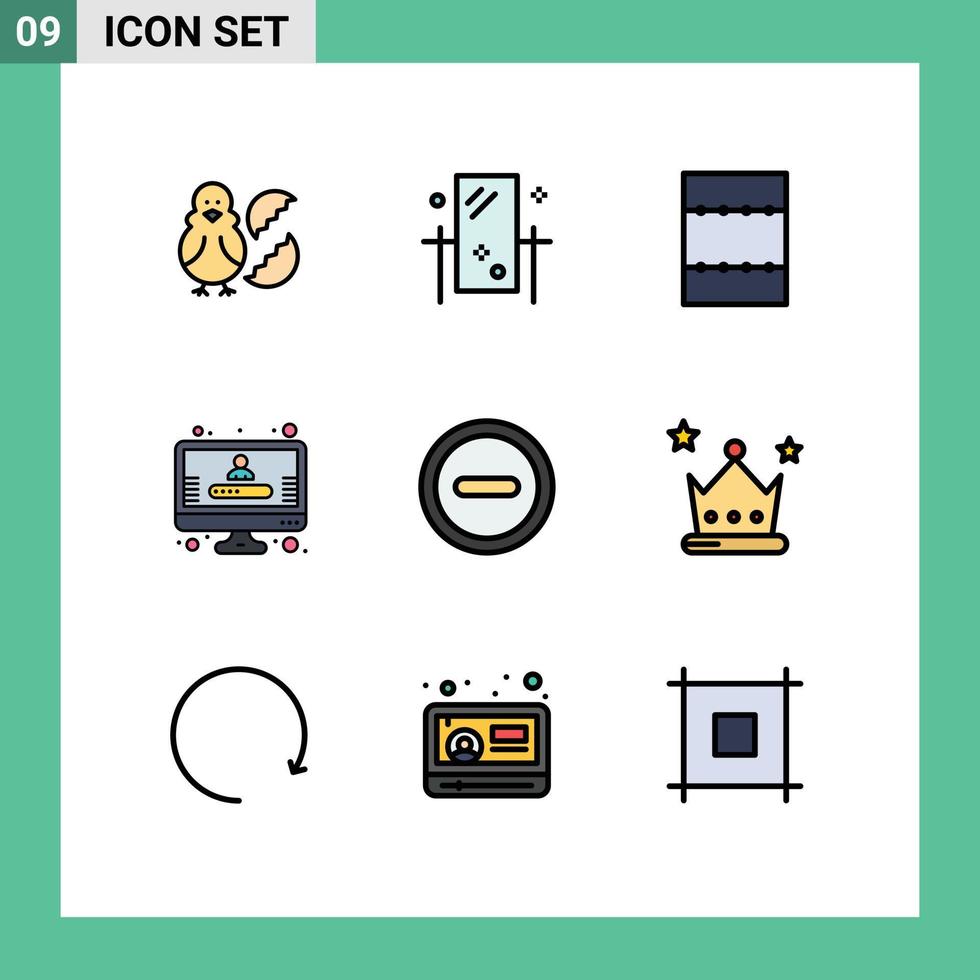 paquete de iconos de vector de stock de 9 signos y símbolos de línea para elementos de diseño de vector editables de cuenta de registro de espejo básico de interfaz de usuario