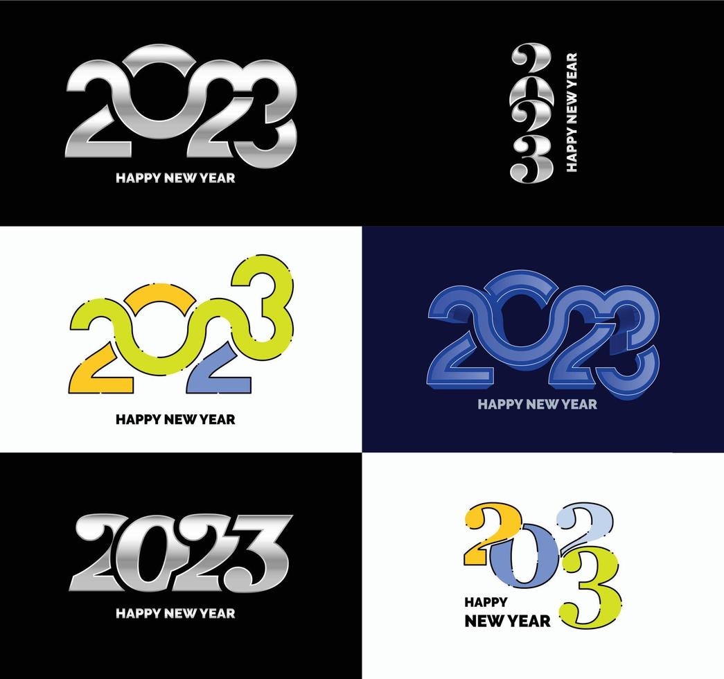 gran conjunto de 2023 feliz año nuevo diseño de texto de logotipo plantilla de diseño de número 2023 vector