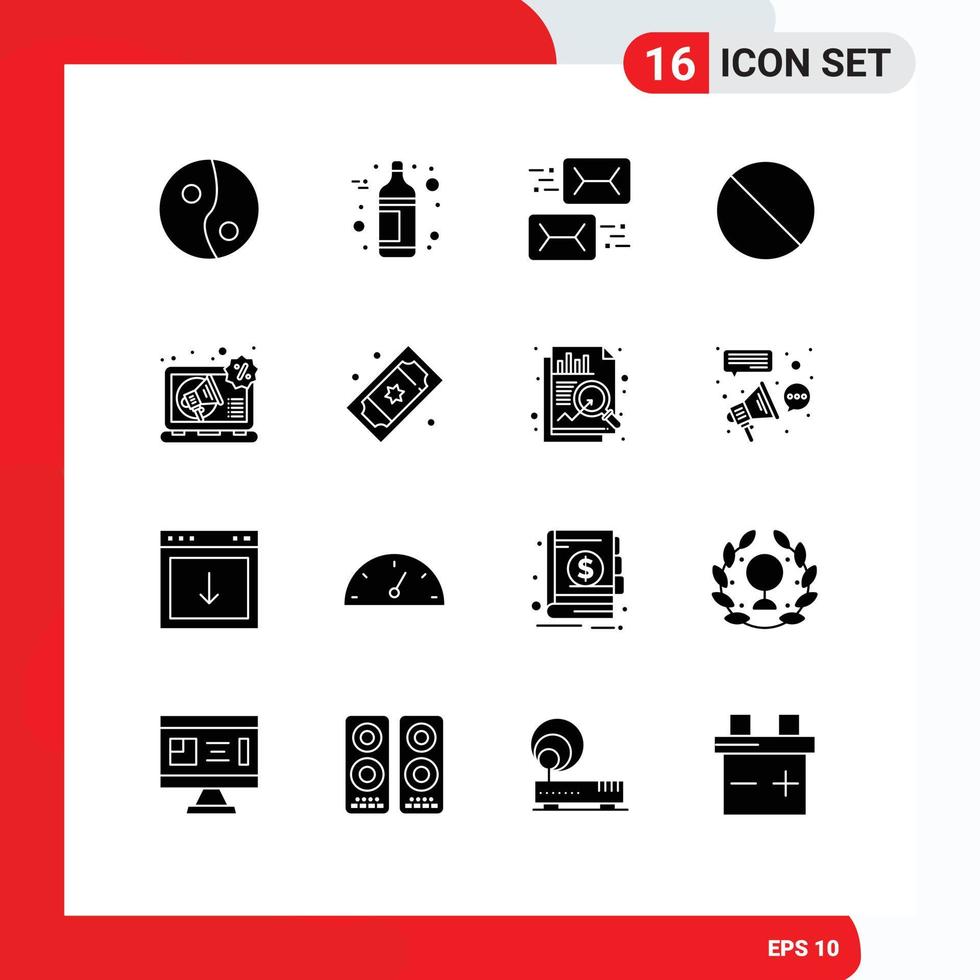 paquete de iconos de vectores de stock de 16 signos y símbolos de línea para la promoción de publicidad de cartas digitales sin elementos de diseño de vectores editables